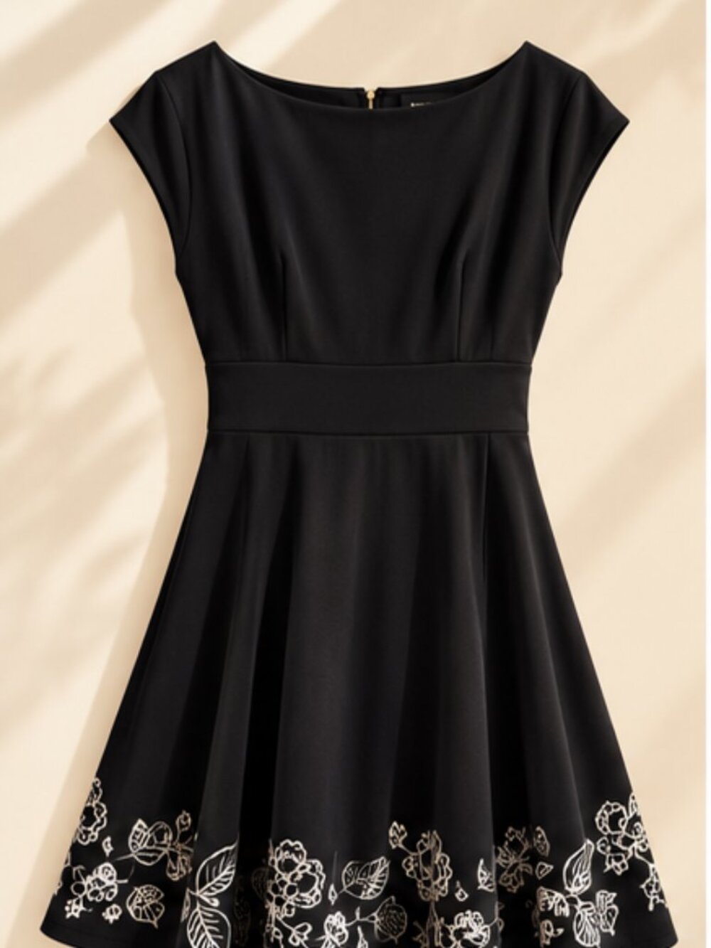 Kate Spade Embroidered Fiorella Dress Black Floral Fit & Flare L